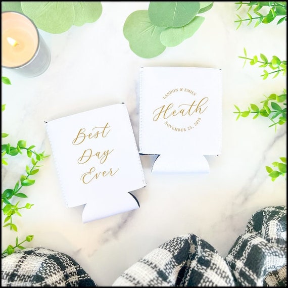 Best Day Ever Wedding Can Holder Wedding Favor Foam Beverage Holder