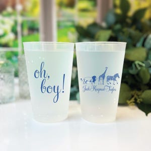 Oh Baby Personalized Baby Shower Plastic Shatterproof Cups - Zoo Baby Shower, Safari Birthday, Oh Boy, Baby Boy Shower, Shatterproof Cup