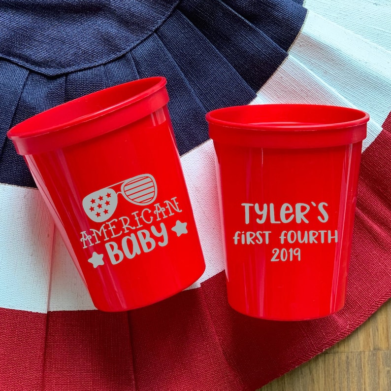 4th of July Birthday Personalized Party Cup American Baby First 4th of July Stadium Cups 4th of July Cups -Summer Cups- First Birthday