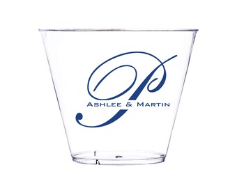 Personalized Wedding Clear Hard Plastic Cups,  Bar Glasses,  Wedding Cocktail Cup, Personalized Wedding Cups, Signature Drink Cups