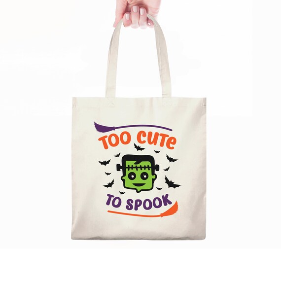 Too Cute to Spook - Halloween Tote Bag, Halloween Treat Bag, Alternative Treat Bag, Unique Halloween Bag, Gifts for Kids Il_570xn