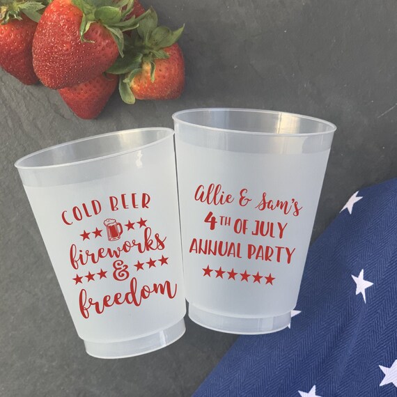 Wine Cups Party Like It/'s 1776 July 4th Cocktails 4th of July Shatterproof Party Cups Custom 4th of July Cup Cheers and Beers