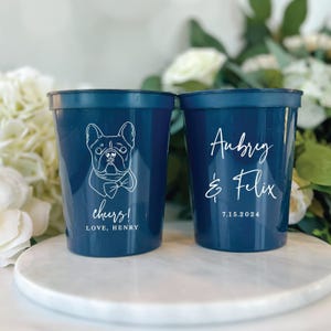 Custom Pet Stadium Cups: Wedding Favors with Script Design (16 or 22oz)