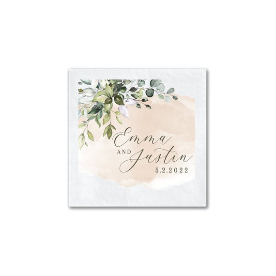 Romantic Eucalyptus Greenery Wedding Napkins Bridal Shower Napkins