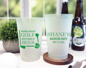 Golf Bachelor Party Cups: Custom Frosted, Shatterproof Drinkware