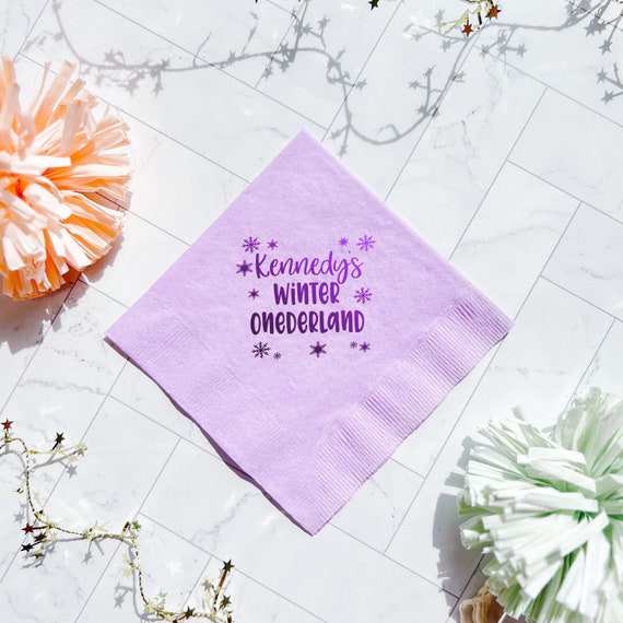 Winter ONEderland Personalized Napkins - First Birthday - Birthday Girl - Snowflakes - Winter Birthday Il_570xn