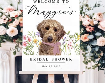 Personalized Pet Bridal Shower Sign | Floral Welcome Décor - Acrylic, Canvas, Cardstock, Digital File
