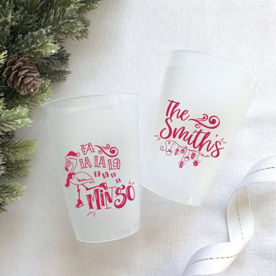 Christmas Flamingo Party Cups, Shatterproof Holiday Cocktails, Personalized Christmas Cup Il_570xn