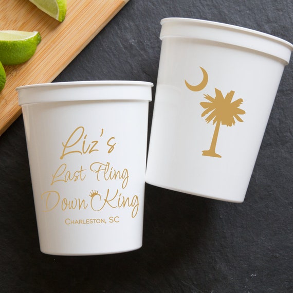 Last Fling Down King Bachelorette Weekend Personalized Stadium Plastic