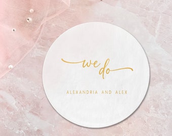 We Do Wedding Reception Coasters, Foil Stamped Coasters, Bridal Shower Drink Coaster, Rehearsal Dinner