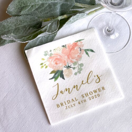 Spring Pink Floral Wedding Napkins Bridal Shower Napkins Etsy