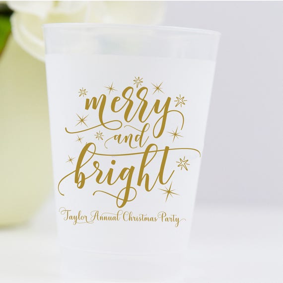 Personalized Frosted Christmas Cocktail Party Cups