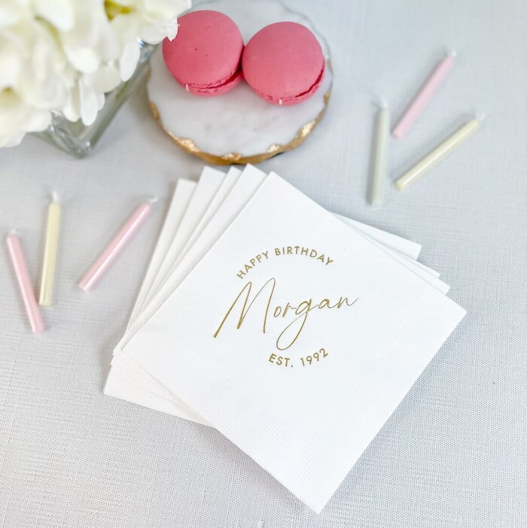 Personalized Birthday Napkins Custom Foil Birthday Napkins Etsy