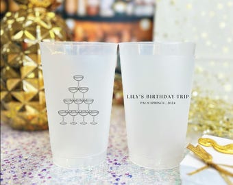 Personalized Birthday Cups: Frosted Plastic, Custom Name Printing