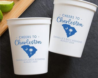 Bachelorette Stadium Cups: Custom Charleston Design - Reusable Plastic
