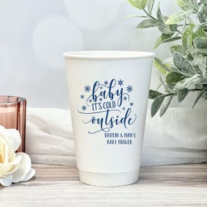 Winter Baby Shower Paper Cups, Personalized Hot Chocolate (Custom Text)