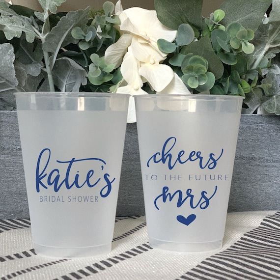 Monogram Frosted Wedding Cups, Modern Wedding Cups, Fancy Elegant