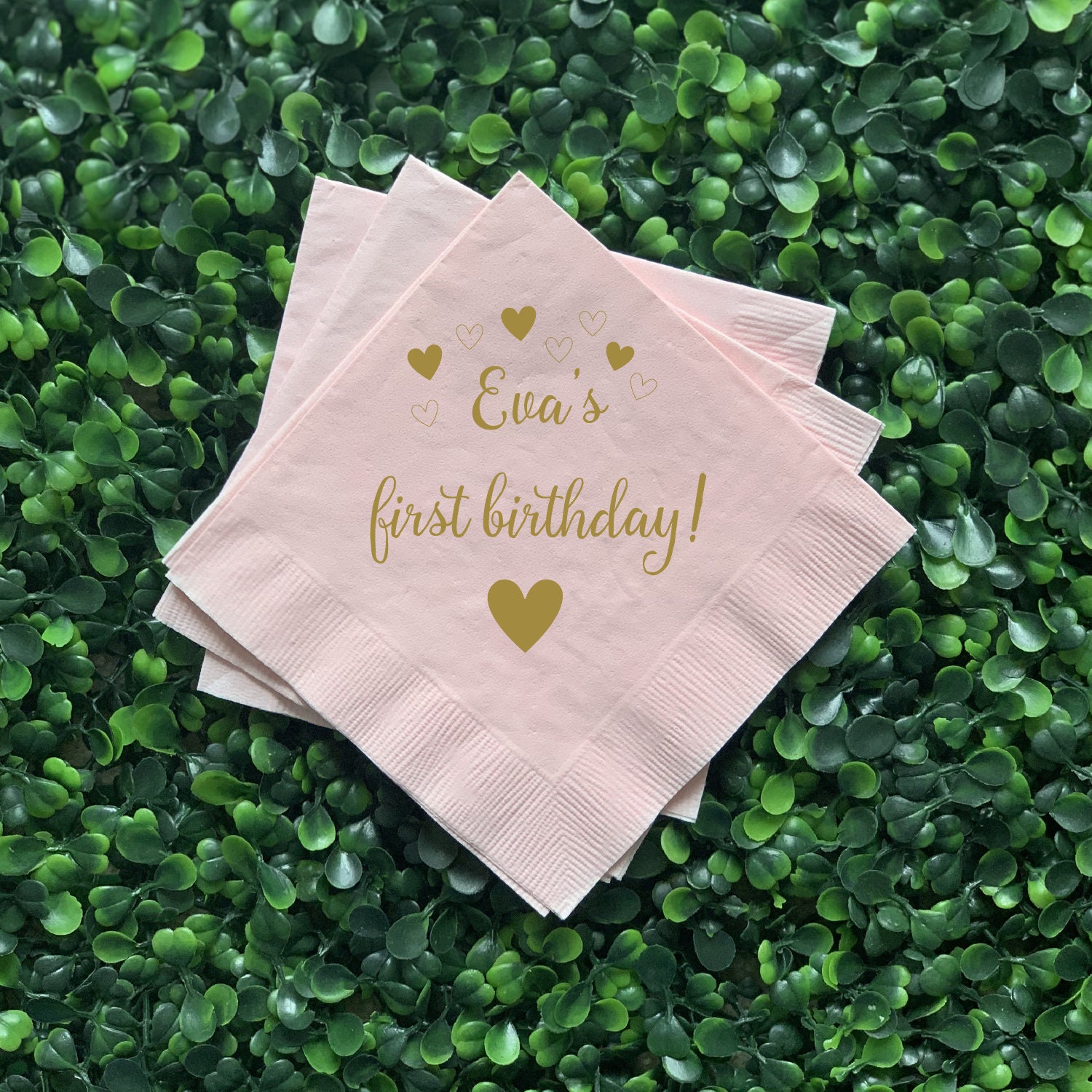 First Birthday Love Personalized Napkins Happy 1st Birthday Etsy UK