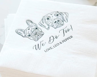 Pet Wedding Napkins: Personalized Dog Design (Foil Print, Soft 3-Ply)