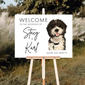 Custom Illustrated Pet Modern Welcome Sign - Landscape, Welcome Sign, Wedding Acrylic Sign, Acrylic Welcome Sign, Wedding Sign, Pet Sign