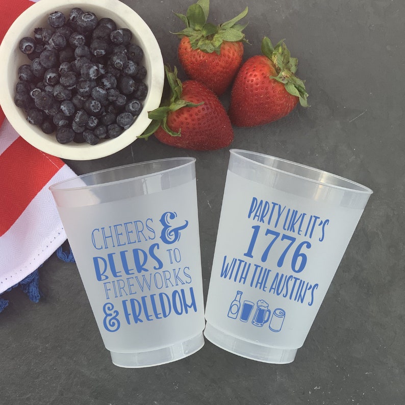 Wine Cups Party Like It/'s 1776 July 4th Cocktails 4th of July Shatterproof Party Cups Custom 4th of July Cup Cheers and Beers