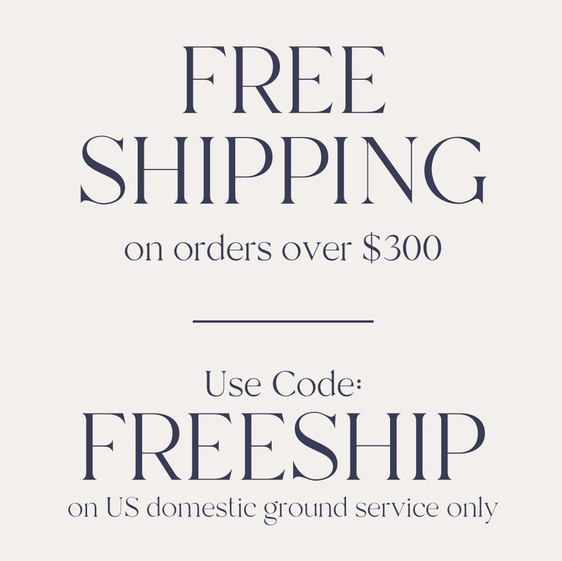 a promotional message for a free shipping offer on orders over $300. It states that the offer applies to US domestic ground service only. The text is in a large font and is centrally positioned in the image.