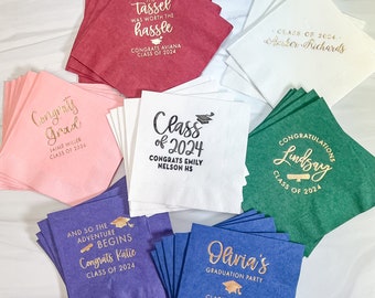 Personalized Graduation Napkins,  High School Grad, College Graduate, Personalized Napkins, Grad Party Decor, Class of 2021, Class of 2022