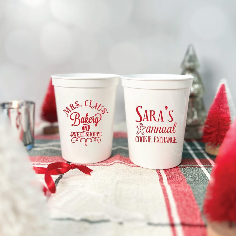 Custom Christmas Stadium Cups - Personalized Holiday Party Drinkware image 1