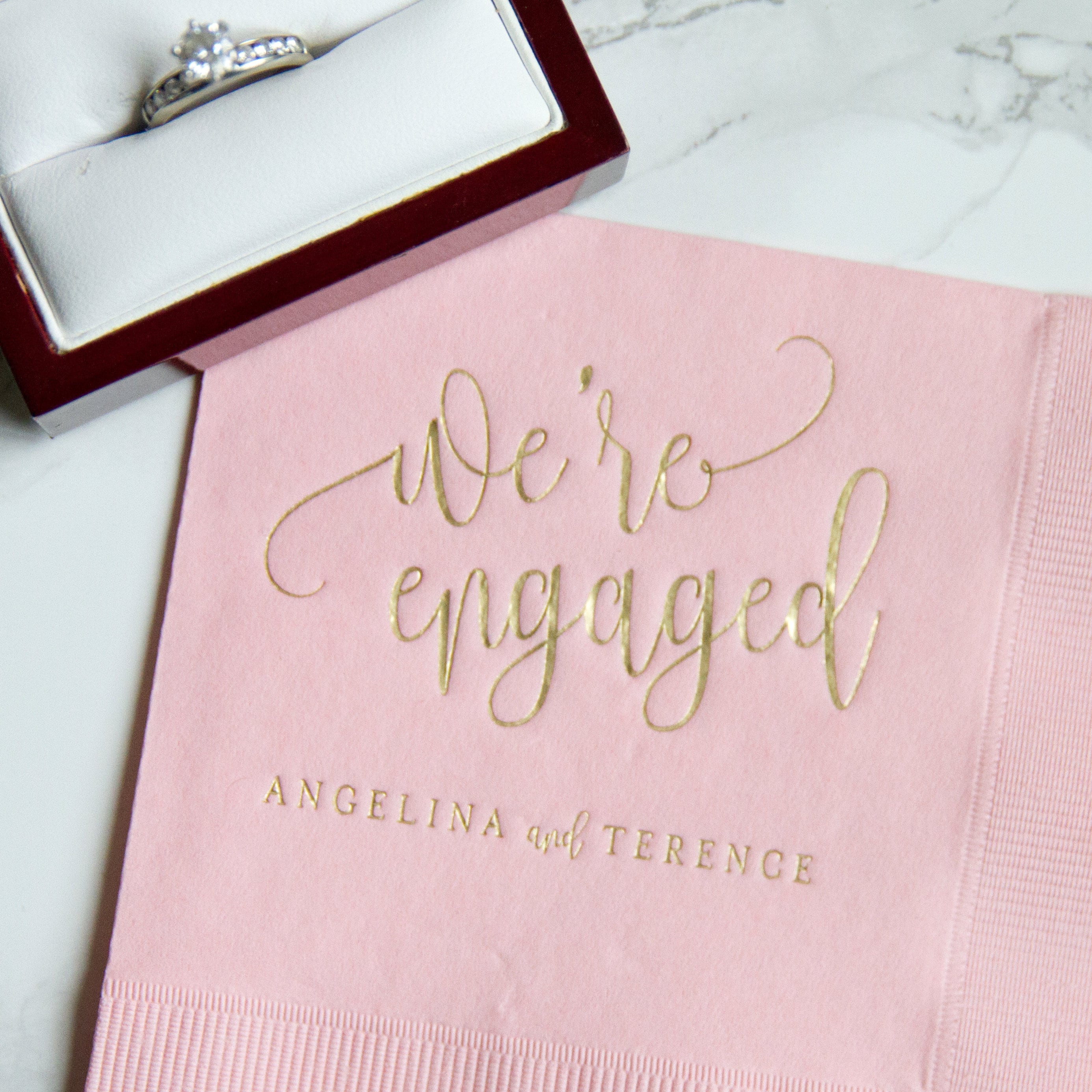 We're Engaged Personalized Napkins Engagement Party Etsy