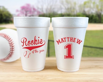 Rookie of The Year Foam Cups, Custom Birthday Design (Multiple Sizes)