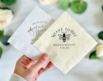 Personalized Bridal Shower Napkins: Meant to Bee Foil Print