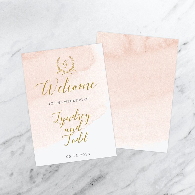 Printed Folded or Flat Blush Wedding Program The Lyndsey Wedding Collection Modern Blush Wedding Ceremony Cards Blush