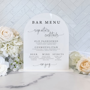 Arched Wedding Bar Menu Sign, Signature Drink Bar Menu, Wedding Bar Menu, Wedding Bar Sign, Acrylic Bar Menu Sign, Bar Menu