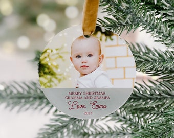 Grandparent Photo Christmas Ornament, Custom Christmas Ornament, Photo Holiday Ornament, Gift for Grandparents