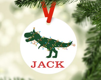 T-Rex Dinosaur Personalized Christmas Ornament, Personalized Children's Ornament, Custom Christmas Ornament, Kid Christmas Ornament