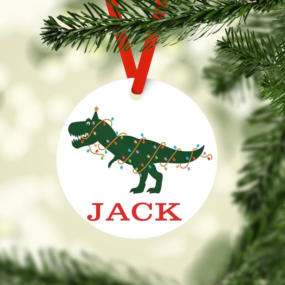 T-Rex Dinosaur Personalized Christmas Ornament, Personalized Children's Ornament, Custom Christmas Ornament, Kid Christmas Ornament Il_570xn