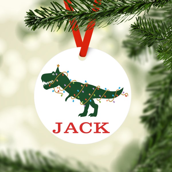 T-Rex Dinosaur Personalized Christmas Ornament, Personalized Children's Ornament, Custom Christmas Ornament, Kid Christmas Ornament