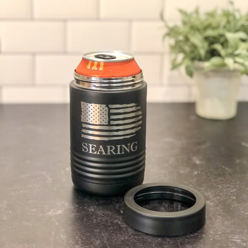 Groomsmen Customized Metal Can Cooler, Engraved Metal Can Holder, Monogrammed Beer Can Cooler, Personalized Can Cooler, Gift for Man image 6