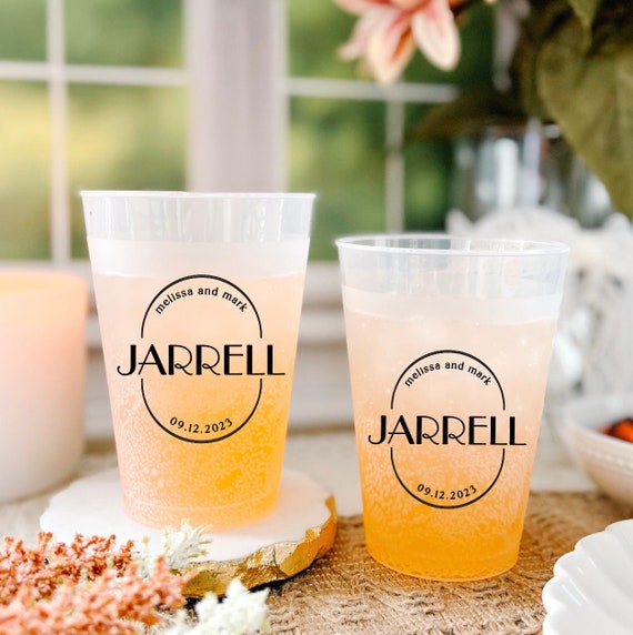 Modern Last Name Frosted Wedding Cups, Modern Wedding Cups, Fancy Elegant  Script, Custom Wedding Cups, Plastic Cups, 16oz Frosted Cups 