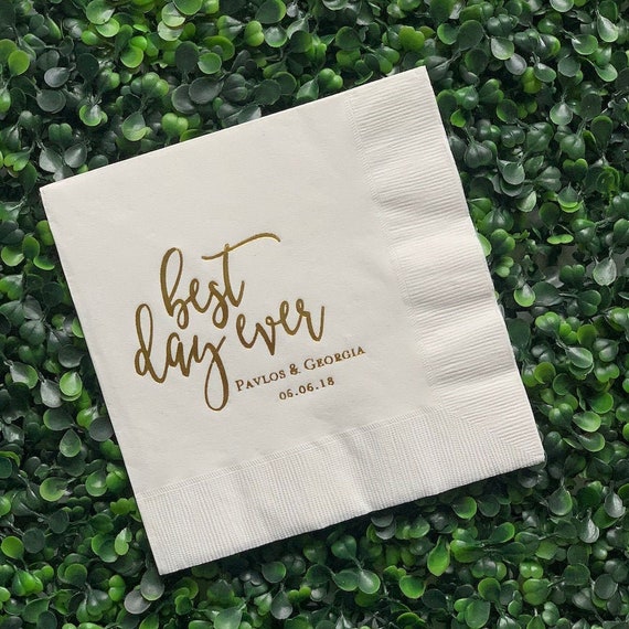 Best Day Ever Wedding Napkins | Rehearsal Dinner | Engagement Party | Custom Bar Napkins | Custom Wedding Napkins Il_570xn