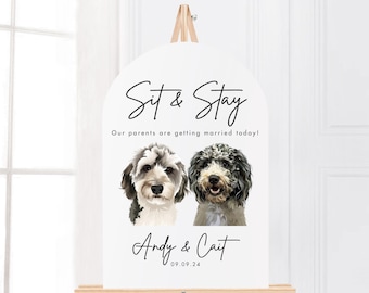 Personalized Sit and Stay Pet Wedding Welcome Sign