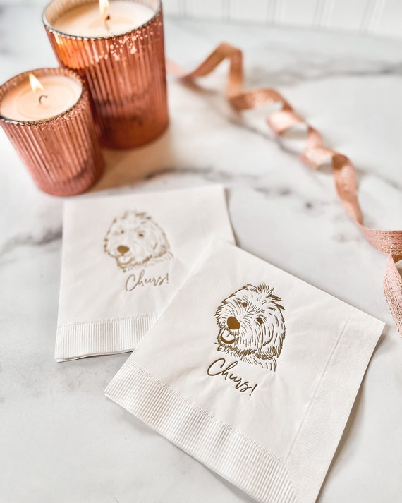 Custom Illustrated Dog Wedding Napkins Bridal Shower Etsy