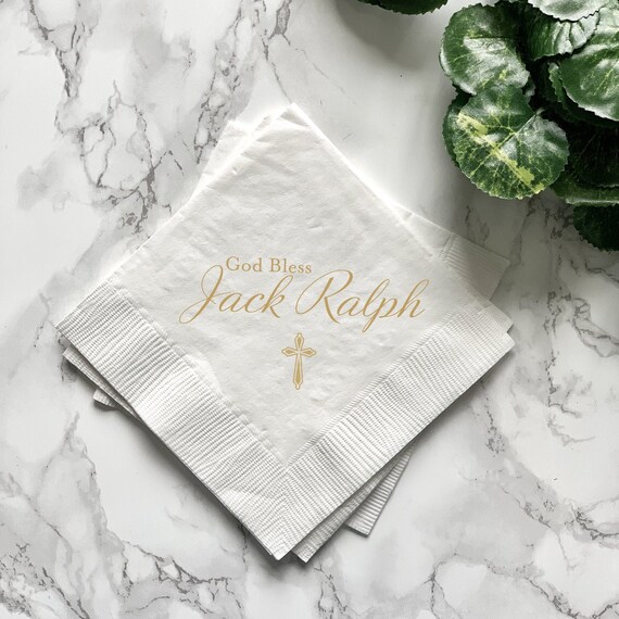 God Bless Personalized Christening Napkins, Baptism Napkins