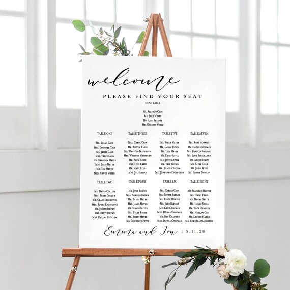 INSTANT DOWNLOAD Seating Chart Minimalist Wedding Emma - Etsy