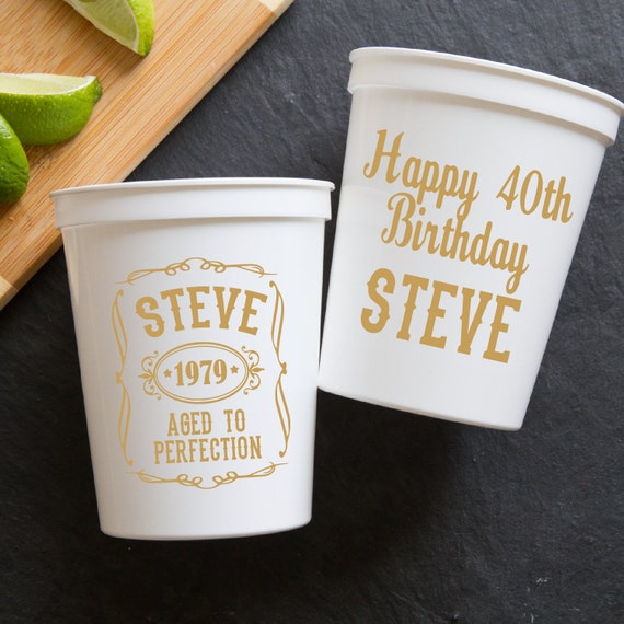 Aged to Perfection Birthday Personalized Stadium Plastic Cups, 30th Birthday, 40th Birthday, 50th Birthday, 60th Birthday, 70th Birthday Il_570xn