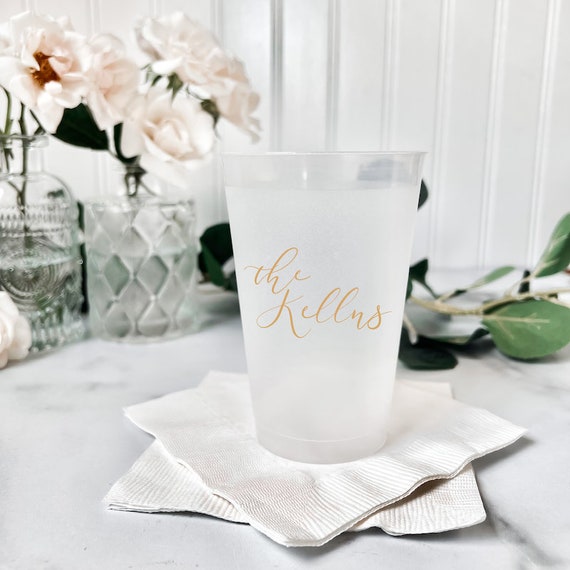 Modern Last Name Frosted Cups