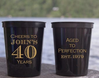 Birthday Stadium Cups, Personalized Plastic (Aged to Perfection, Multiple Sizes)
