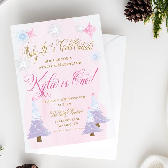 Winter Onederland Birthday Invitations Snowflake Birthday
