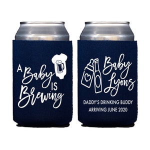 A Baby is Brewing Can Cooler Party Favor, Babies and Brews Baby Shower, BBQ Baby Shower, Baby Shower Favor, Welcome Baby image 2