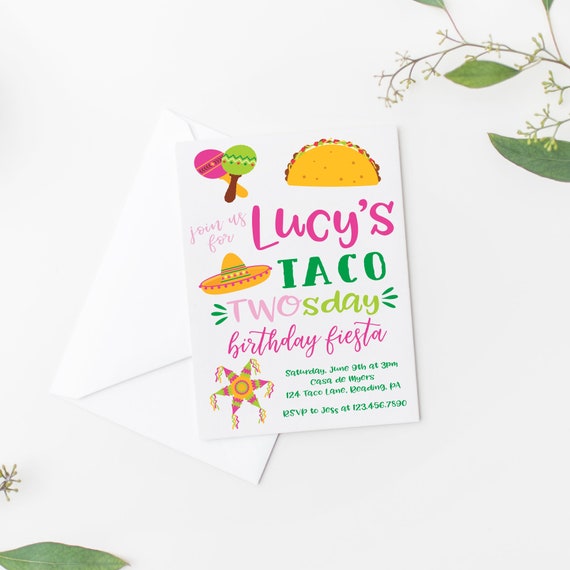 INSTANT DOWNLOAD Taco Twos-day Birthday Invitation - Birthday Fiesta - 2nd Birthday Invitation -5x7 Birthday Invitations Il_570xn